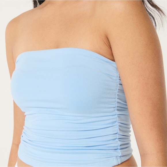 Light blue ruched tube top-NWT never worn (Hollister) - Picture 1 of 6